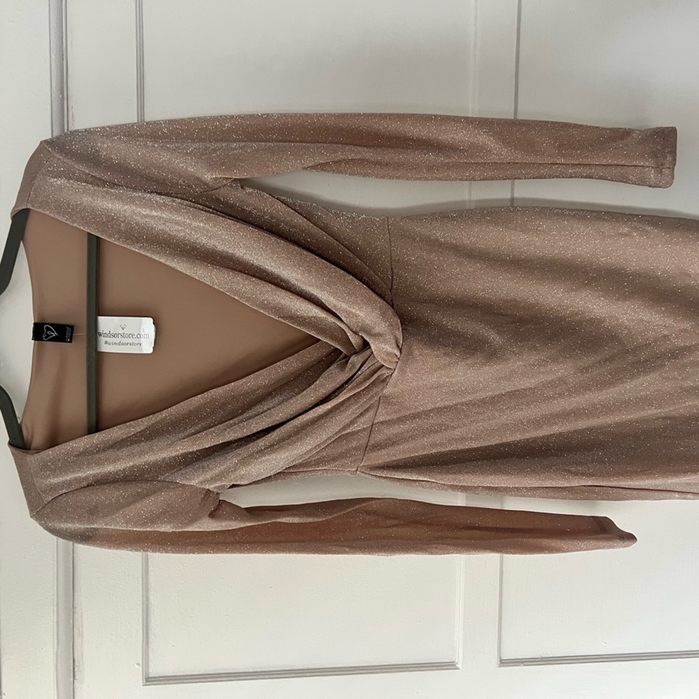 Long sleeve glitter / sparkle mini dress from Windsor. Size: Medium. NWT.